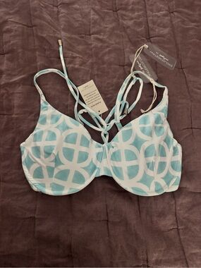 Kenny Flowers Watercolors Swim Top DD - Aquamarine Geometric